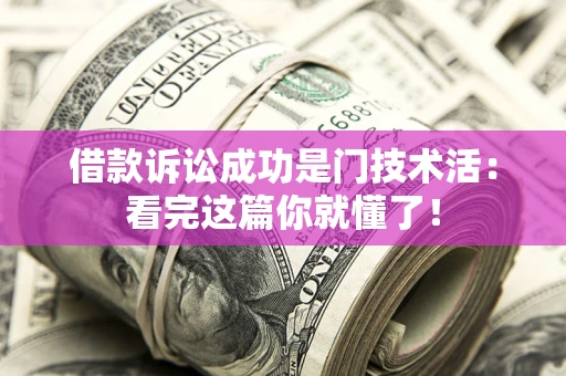 武汉借款诉讼成功是门技术活：看完这篇你就懂了！
