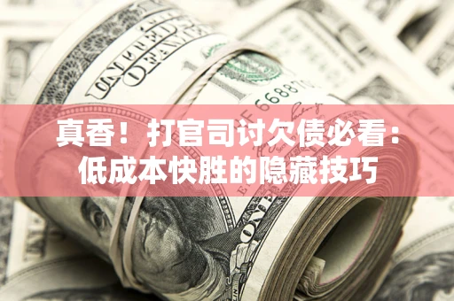 武汉真香！打官司讨欠债必看：低成本快胜的隐藏技巧